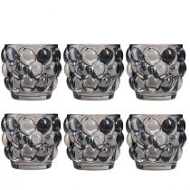 Product Candle Holder Glass Tealight Holder Grey Ø7cm H7cm 6 pcs