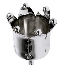 Product Candle holder crown silver Ø3cm H12.5cm 4 pcs