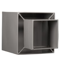 Product Grey cube planter with base for modern decoration, 22cm