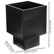 Product Black cube planter with base, modern, 22cm