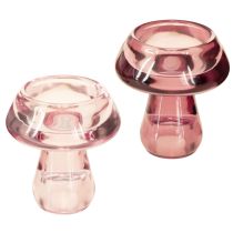 Product Candle holder mushroom tealight holder glass berry Ø6.5cm H7cm 2pcs