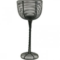 Product Tea light holder black metal decorative wine glass Ø10cm H26.5cm