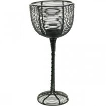 Tea light holder black metal decorative wine glass Ø10cm H26.5cm