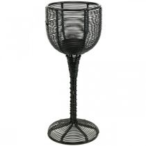 Tea light holder metal black decorative wine glass Ø13cm H31.5cm