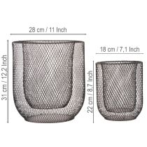 Product Modern candleholder Black metal basket Ø28.5/18cm Set of 2
