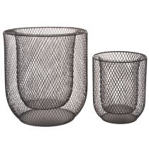 Product Modern candleholder Black metal basket Ø28.5/18cm Set of 2