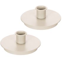 Product Round cream-colored candle holders for taper candles, table decoration, 10cm, 2 pieces