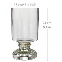 Lantern glass candle glass antique look silver Ø13cm H24cm