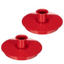 Product Compact red metal candle holders for 10cm taper candles, 2 pieces