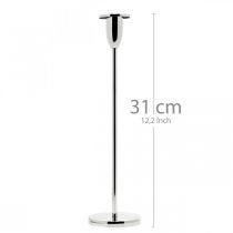 Product Candlestick silver metal decoration candlestick for stick candles H31cm