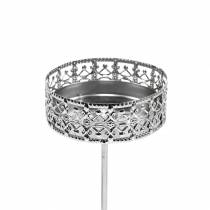 Product Filigree candle holder for sticking silver Ø6.4cm H12.5cm 4 pcs antique look