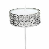 Product Filigree candle holder for sticking silver Ø6.4cm H12.5cm 4 pcs antique look