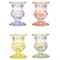 Candle holder glass colored glass candle holder Ø5cm H6cm 4pcs