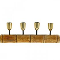 Product Candle holder made of metal, mango wood, bamboo look L29.5cm Ø2.2cm