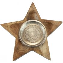 Product Candle holder wooden tealight holder star 15x15x5cm 2pcs