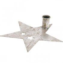 Metal decoration star, tapered candle holder for Christmas silver, antique look 20cm × 19.5cm