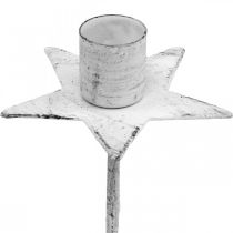 Tree candle holder, Christmas, star to stick, candle decoration made of metal white Shabby Chic Ø5cm