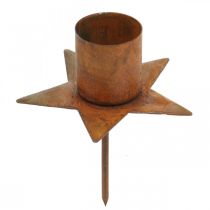 Tapered candle holder star, Advent, candle holder to stick, metal decoration stainless steel Ø6cm