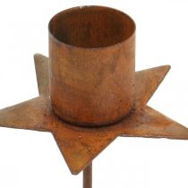 Product Star candle holder for sticking, rust-plated Advent decoration, 6 cm, 4 pieces