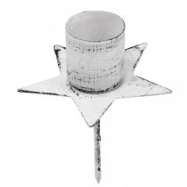 Star to stick, tapered candle holder, Advent decoration, candle holder made of metal white, Shabby Chic Ø6cm