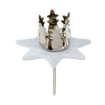 Candle holder star white-silver Ø6cm 4pcs