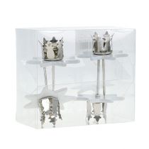 Product Candle holder star white-silver Ø6cm 4pcs