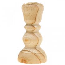 Product Candlestick wood candlestick turned country house H11cm 3pcs