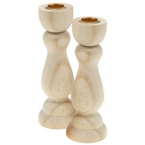 Candle holder wood table decoration for candles H17cm 2pcs