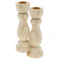 Product Candle holder wooden table decoration for taper candles H17cm 2 pcs