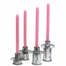 Product Step candle holder set silver antique Ø9.5-10.5cm H7-14cm 4pcs