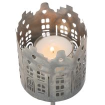 Product Tealight holder and candle holder with spike, house design, 6cm, 2 pieces