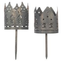 Product Tealight holders with spike, house-shaped holders for pillar candles, 6cm, 2 pieces