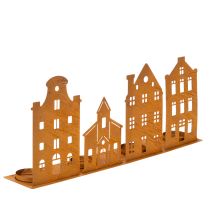 Product Candlestick Christmas lights Decoration Houses Rust 52×12cm