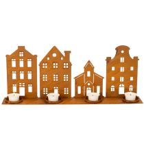 Product Candlestick Christmas lights Decoration Houses Rust 52×12cm