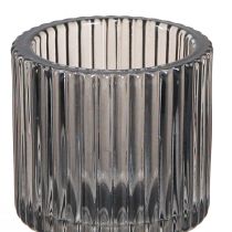 Product Glass candle holder in grey tealight holder H8cm 4 pcs