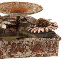 Product Candlestick metal heart with flowers tealight holder vintage rust 14×13cm