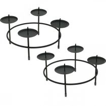 Product Candlestick for 4 candles black metal Advent wreath Ø18.5cm 2pcs