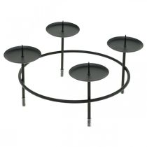 Product Candlestick for 4 candles black metal Advent wreath Ø18.5cm 2pcs