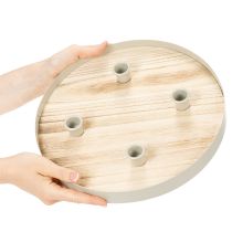 Product Round wooden candle tray for four taper candles, 30cm