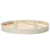 Product Round wooden candle tray for four taper candles, 30cm