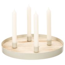 Product Round wooden candle tray for four taper candles, 30cm