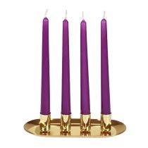 Candle plate metal stick candle holder gold 23x9x4.5cm