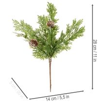 Product Artificial pine branch with cones, snow-covered, 28cm, 6 pieces