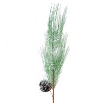 Artificial pine branch green glitter with cones L55cm