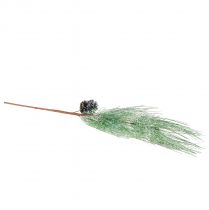 Product Artificial pine branch green glitter with cones L55cm