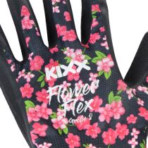 Product Kixx Garden Gloves, Black with Pink Flowers, Size 8