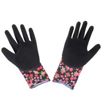 Product Kixx Garden Gloves, Black with Pink Flowers, Size 8