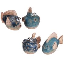 Product Small Fishes Funny Ceramic Decoration Blue Assorted 6-9cm 4 Pcs