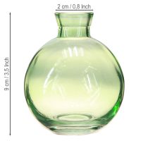 Product Small glass vases, bulbous mini vases, green, Ø7.5cm, H9cm, 6 pieces