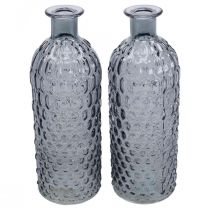 Small glass vase vase honeycomb glass blue gray H20cm 6pcs
